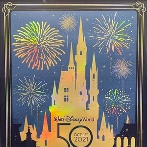 50th Anniversary Walt Disney World Silk-screened Serigraph Print 27x18 Poster